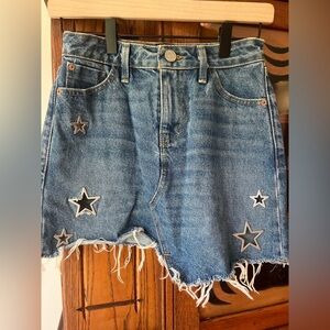 Denim mini skirt with star cut outs